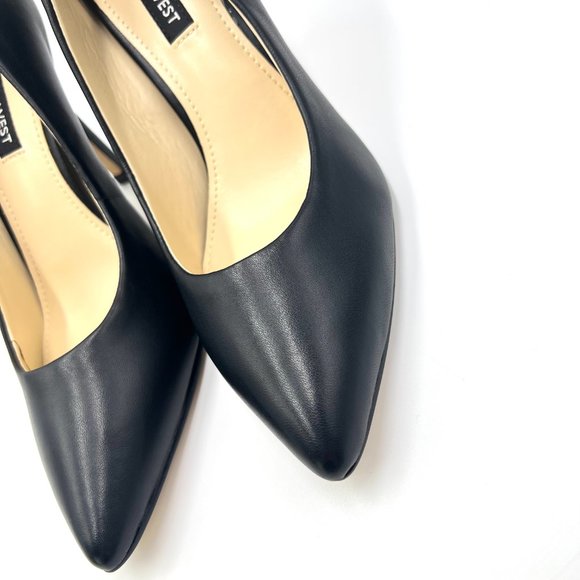 Nine West Womens Flax Black Leather Classic Point Toe Stiletto Heels Pumps Shoes - Picture 5 of 15